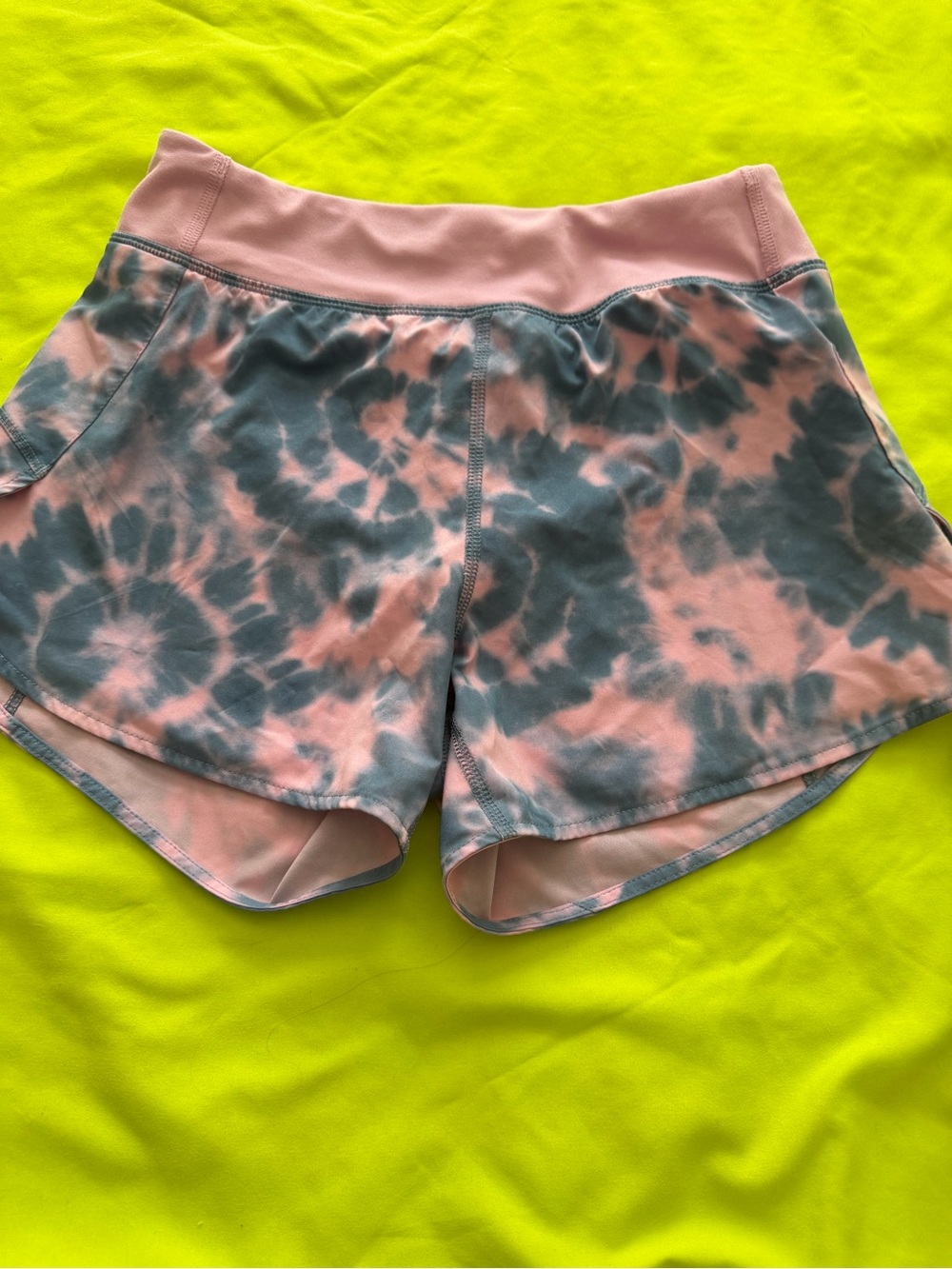 Athleta Pink and Gray Tie-Dye Athletic Shorts